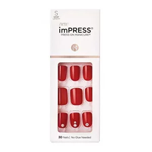 Kiss Impress Press-On Manicure, Nail Kit, Purefit Technology, Short Press-On Nails, Square, 'Kill Heels', Includes Prep Pad, Mini Nail File, Cuticle