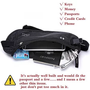 DAITET Money Belt - Passport Holder Secure Hidden Travel Wallet with RFID  Blocking, Undercover Fanny Pack (Black)