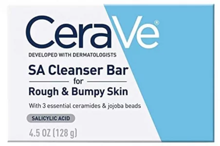 CeraVe SA Cleanser Bar for Rough & Bumpy Skin, 4.5 OZ | Soap-Free, Parabens-free, Fragrance-Free | Dual action chemical and physical exfoliation with