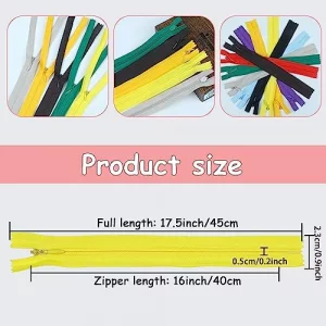 Yaka 60Pcs Nylon Invisible Zippers Tailor Sewing Tools Garment Accessories 16 Inch Invisible Zippers 20 Color