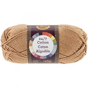 Lion Brand Yarn (1 Skein) 24/7 Cotton Yarn, Camel