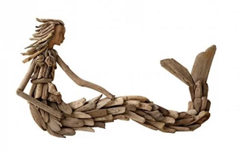Creative Co-Op Driftwood Mermaid Wall D Cor Brown