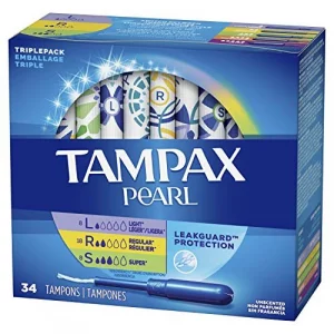 Tampax Pearl Tampons Multipack, Light/Regular/Super Absorbency, With  Leakguard Braid, Triple Pack, Unscented, 34 Count - Imported Products from  USA - iBhejo