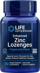 Life Extension Enhanced Zinc Lozenges - Support Healthy Immune System - Peppermint-Flavored - Gluten-Free, Non-Gmo, Vegetarian Lozenges - 30 Count