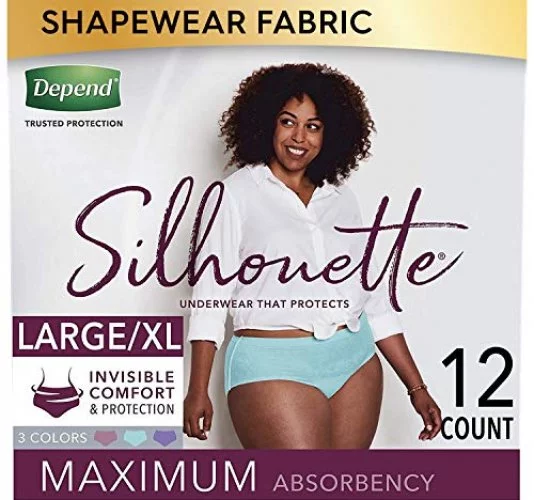 Depend Silhouette Incontinence and Postpartum Underwear for Women, Maximum  Absorbency, Disposable, Large/Extra-Large, Lavender/Teal/Berry, 12 Count -  Imported Products from USA - iBhejo