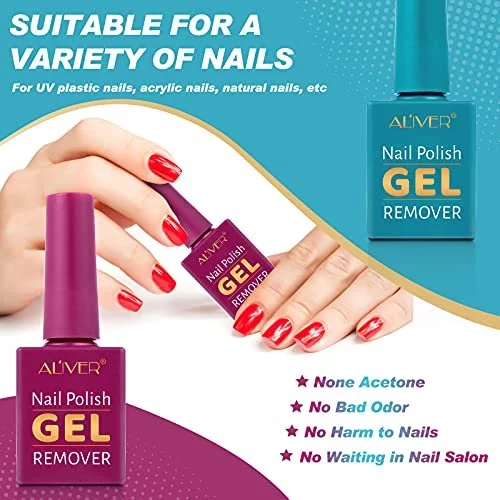 Amazon.com : ALIVER Nail Polish Remover, Gel Remover For Nails In 2-5  Minutes - Quick & Easy Gel Polish Remover - No Need For Foil, Soaking Or  Wrapping 0.5fl Oz. : Beauty & Personal Care