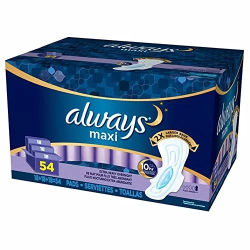 Product of Always Extra-Heavy Overnight Maxi Pads with Flexi-Wings, 54 ct.  - Maxi Pads [Bulk Savings] - Imported Products from USA - iBhejo