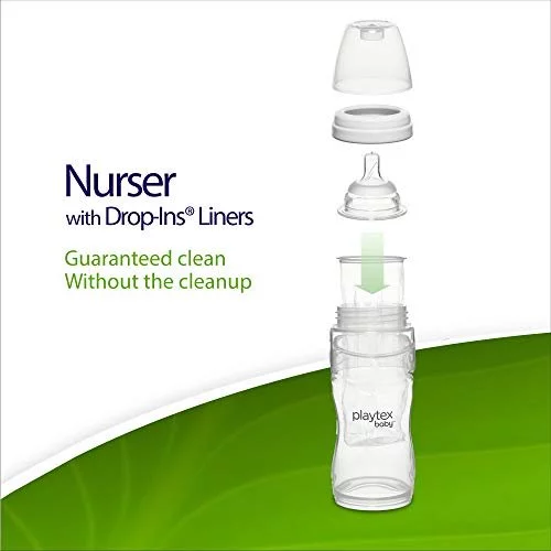 Playtex Baby Nurser Baby Bottles with Disposable Drop-Ins Bottle Liners, 4  Ounce : : Baby