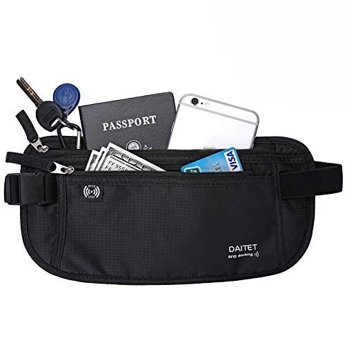 Daitet Money Belt - Passport Holder Secure Hidden Travel Wallet With Rfid  Blocking, Undercover Fanny Pack (Black) - Imported Products from USA -  iBhejo