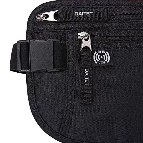 Daitet Money Belt - Passport Holder Secure Hidden Travel Wallet With Rfid  Blocking, Undercover Fanny Pack (Black) - Imported Products from USA -  iBhejo