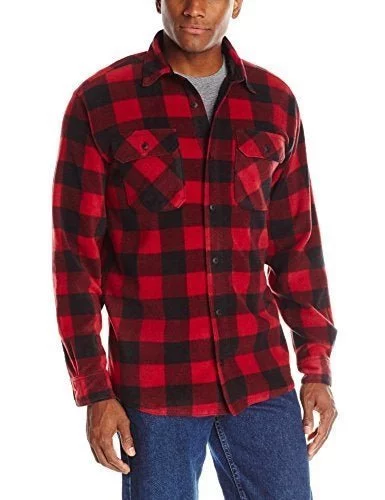 Wrangler Authentics Men S Long Sleeve Plaid Fleece Shirt Red