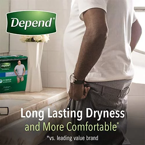 Depend Fresh Protection Adult Incontinence Underwear for Men (Formerly  Depend Fit-Flex), Disposable, Maximum, Large, Grey, 28 Count