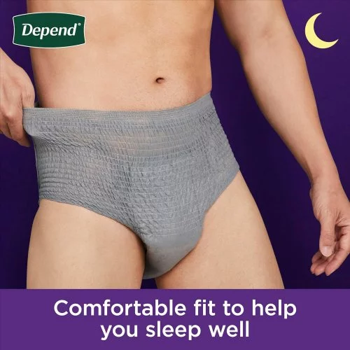 Depend Night Defense Adult Incontinence Underwear for Men, Disposable,  Overnight, Large, Grey, 14 Count, Packaging May Vary