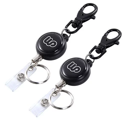Wisdompro 2 Pack Retractable Keychain, Heavy Duty Retractable Badge Reels with Lobster Clasp, 24 inch Steel Cord, Key Ring for Keys, ID Badges, Card