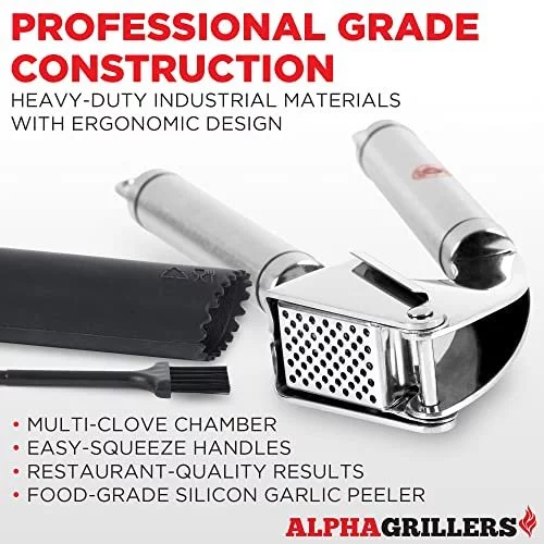 Alpha Grillers Garlic Press Stainless Steel Mincer and Crusher