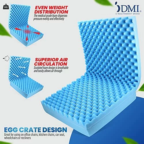 Dmi Egg Crate Sculpted Foam Car Seat Cushion Office Chair Cushion Relieves Back Pain Tail Bone Pain Sciatica 32 X 18 X 3 Full Back Imported Products from USA iBhejo