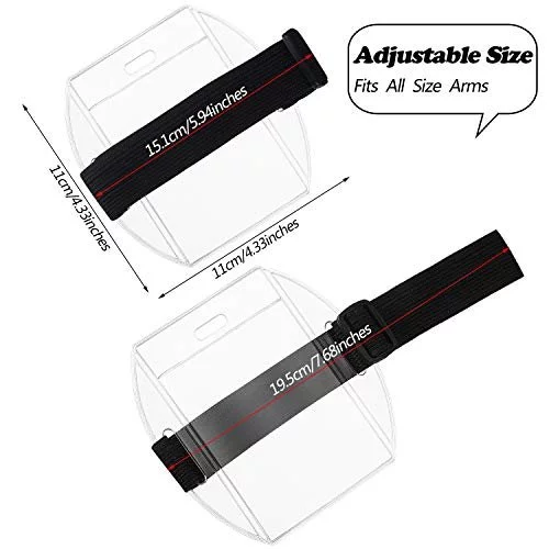 2 Pack - Armband Badge Holder with Black Adjustable Elastic Arm