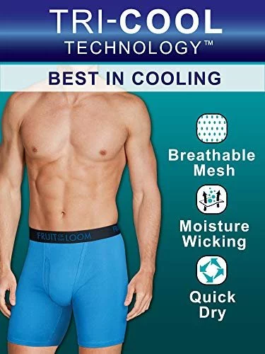Fruit Of The Loom Mens Breathable Underwear Boxer Briefs, Long Leg Boxer  Brief - Cotton Mesh 3 Pack Assorted, Large Us - Imported Products from USA  - iBhejo