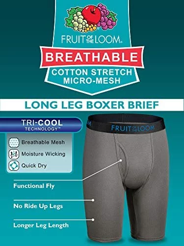 Fruit Of The Loom Mens Breathable Underwear Boxer Briefs, Boxer Brief -  Micro Mesh 3 Pack, Large Us - Imported Products from USA - iBhejo