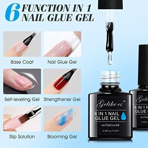 Makartt Nail Glue for Acrylic Nails UV Gel Curing Needed 3 in 1 Super  Strong Brush