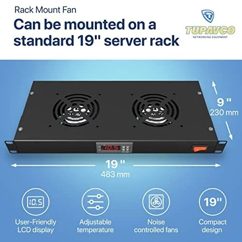 Rack Mount Fan - 2 Fan Server Cooling System - 1U 19