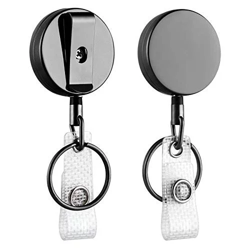 2 Pack Small Heavy Duty Retractable Badge Holder Reels, Will Well