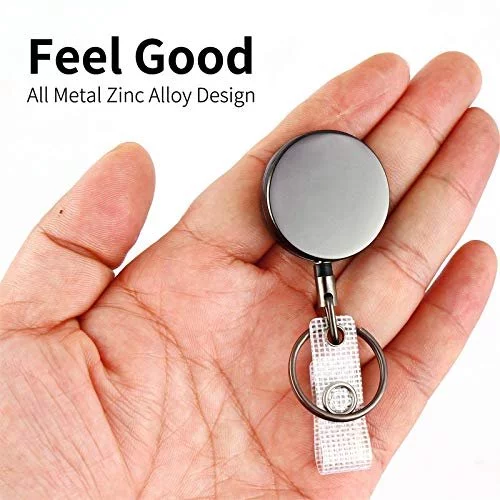 2 Pack Small Heavy Duty Retractable Badge Holder Reels, Will Well Metal ID  Badge Holders with Belt Clip Key Ring for Name Card Keychain [All Metal Ca  - Imported Products from USA - iBhejo