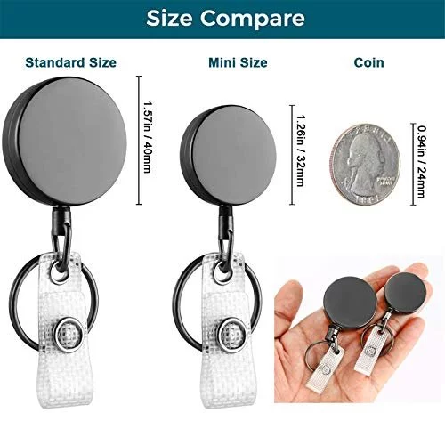 2 Pack Small Heavy Duty Retractable Badge Holder Reels, Will Well Metal ID  Badge Holders with Belt Clip Key Ring for Name Card Keychain [All Metal Ca  - Imported Products from USA - iBhejo