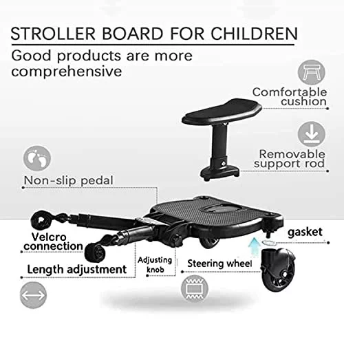 Naniruok Universal Stroller Board with Detachable Seat 2 in 1 Buggy Board Suitable for Most Brands of Strollers Holds Children Up to 55lbs Imported Products from USA iBhejo