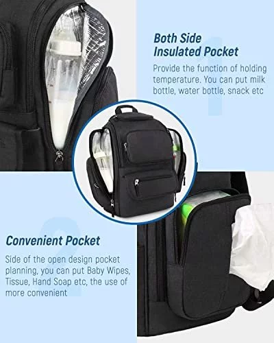 Mancro Diaper Bag Backpack Multifunctional Dad Diaper Bag With 2 Side Insulated Pockets Travel Water Resistant Baby Diaper Backpack For Men Women W Imported Products from USA iBhejo