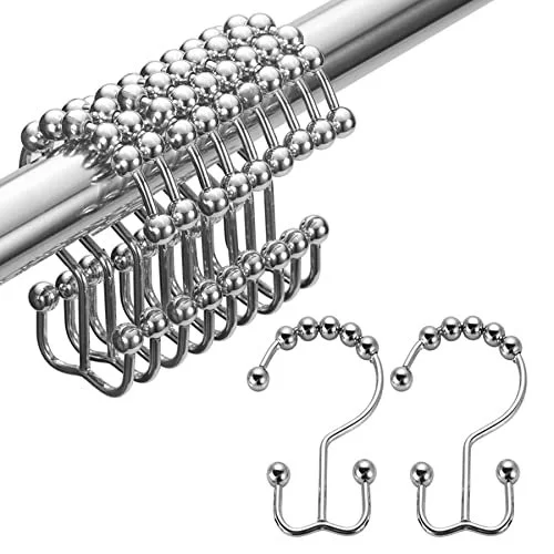 Amazer Shower Curtain Hooks Rings, Rust-Resistant Stainless Steel Double  Shower Curtain Hooks, Shower Hooks For Shower Curtain And Liner Bathroom,  Se - Imported Products from USA - iBhejo