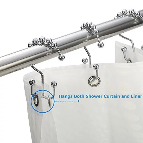 Shower Curtain Hooks, Decorative Curtain Rings, Rust Resistant Metal Shower  Hooks for Bathroom, Glide Rings for Shower Curtain and Liner, Set of 12
