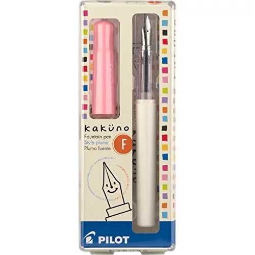 Pilot Kakuno Fountain Pen, White/Pink Barrel, Fine Nib (90122