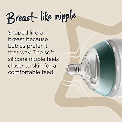 Silicone Baby Bottle - Anti-Colic, Leak Proof, Breast like Nipple