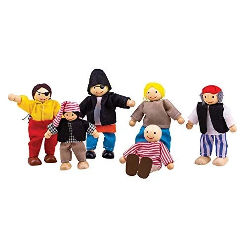 Bigjigs Toys Heritage Piraten-Set – 5 Holzfiguren Inkl. Kapitän, Für Kinder Ab 3 Jahren