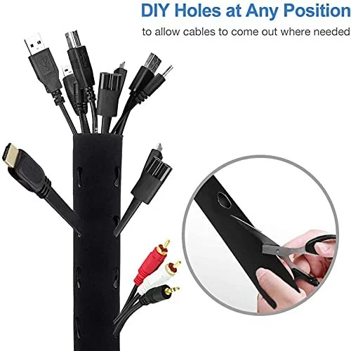 [4 Pack] JOTO Cable Management Sleeve, 19-20 Inch Cord Organizer System  with Zipper for TV Computer Office Home Entertainment, Flexible Cable  Sleeve