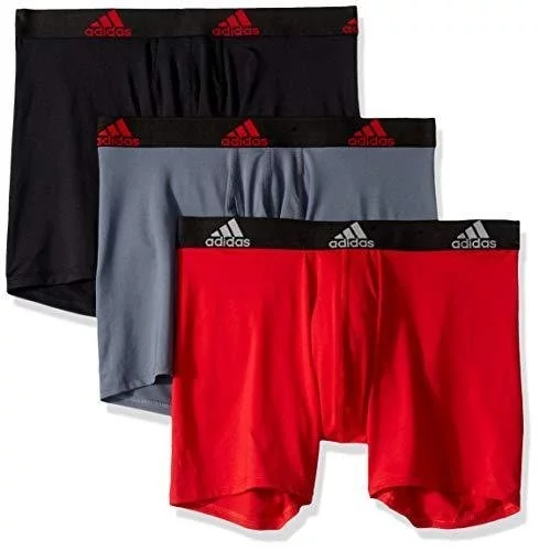 Adidas Men'S Performance Boxer Brief Underwear (3-Pack), Scarlet/Black  Black/Black Onix/Black, Large - Imported Products from USA - iBhejo