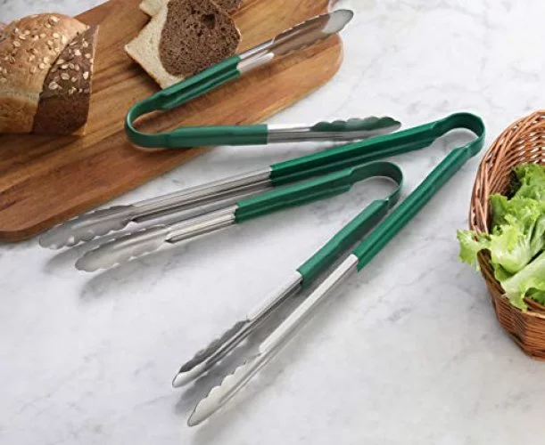 New Star Foodservice 35865 9-Inch Utility Spring Tongs, Stainless Steel ...