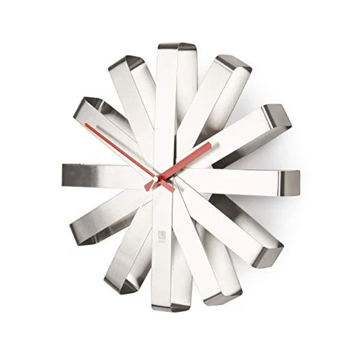 Umbra Ribbon Modern 12-Inch, Battery Operated Quartz Movement, Silent Non  Ticking Wall Clock, Stainless Steel, Medium - Imported Products from USA -  iBhejo