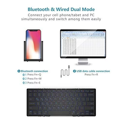 Iclever Bk05 Bluetooth Keyboard With 3-Color Backlight, Bluetooth