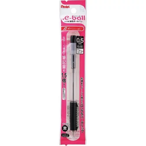 Pentel Dot E-Ball Oil-Based Ballpoint Pen 0.5Mm, Black, 5 Pens Per