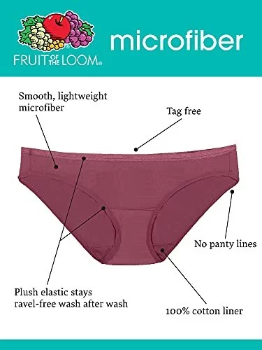 Fruit Of The Loom Womens Lightweight Microfiber (Regular & Plus Size) Briefs  Underwear, Brief - 6 Pack Assorted, Us - Imported Products from USA - iBhejo