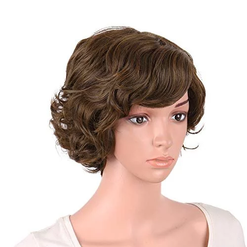 Mapofbeauty 11.8 Inch 30Cm Special Women Short Curly Side Bangs