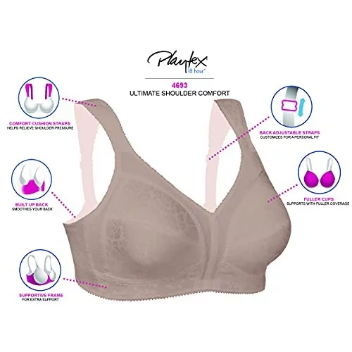 Playtex Women's 18 Hour Front Close Extra Back Support Wireless Bra