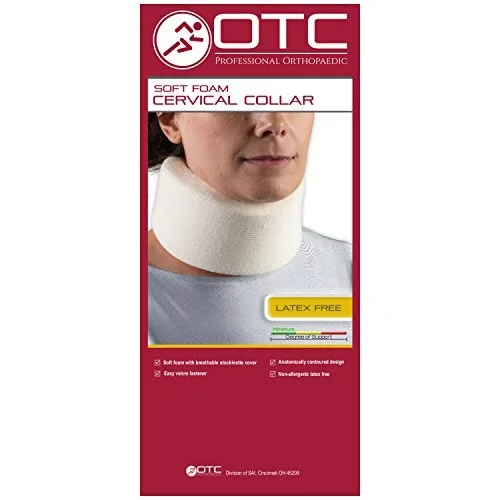 OTC Cervical Collar, Soft Contour Foam, Neck Support Brace, White Narrow  2.5 Depth, X-Large
