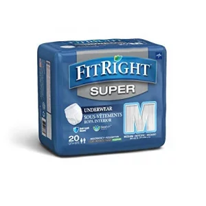 Fitright Super Adult Incontinence Underwear, Maximum Absorbency, Medium,  28-40, 4 Packs Of 20 (80 Total) - Imported Products from USA - iBhejo