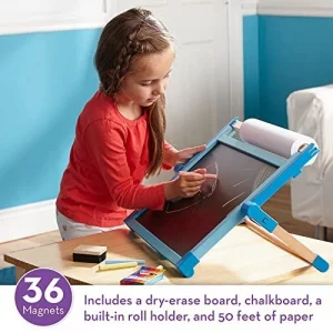 Melissa & Doug Double-Sided Magnetic Tabletop Art Easel - Dry-Erase Board and Chalkboard