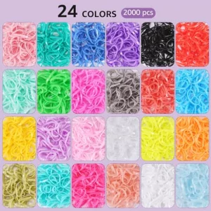 Elastic Hair Bands 24 Colors, Bebeepoo 2000 Pcs Mini Hair Rubber Bands With Organizer Box, Soft Small Girl Hair Ties, Colorful Baby Rubber Bands Set