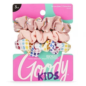 Goody Ouchless Hair Scrunchie - 3 Count, Rainbow & Peach- Help Keep Hairs In Place - Hair Accessories to Style With Ease and Keep Your Hair Secured -