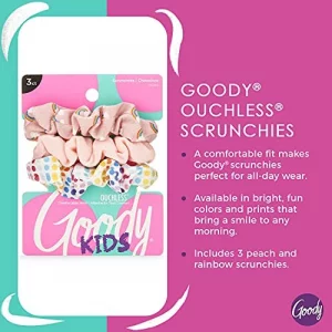 Goody Ouchless Hair Scrunchie - 3 Count, Rainbow & Peach- Help Keep Hairs In Place - Hair Accessories to Style With Ease and Keep Your Hair Secured -